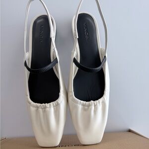 NIB Vince Milk/Black Leather Slingback Ballet Flats size 7 ORG $180